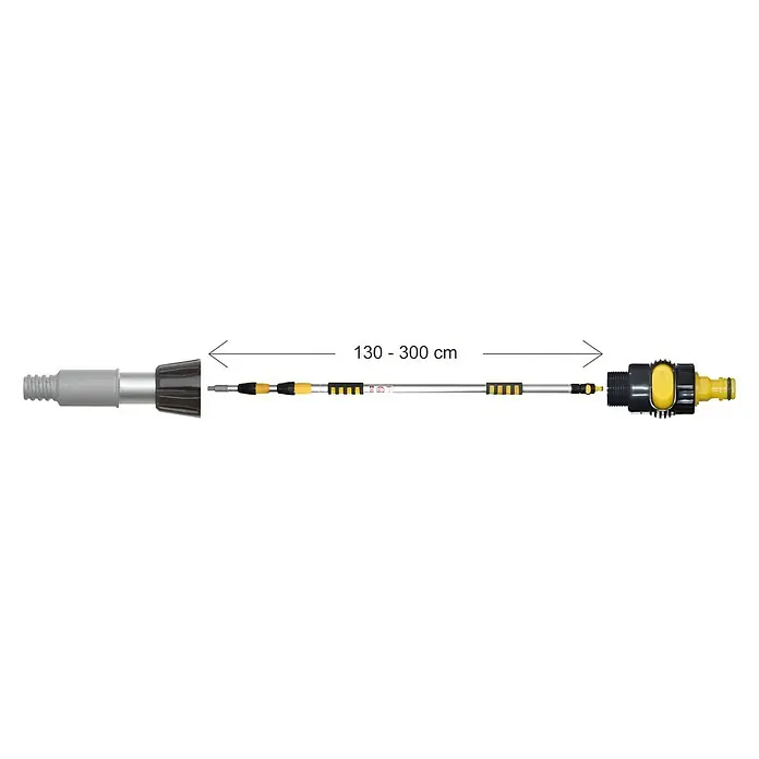 Yachticon Waschbürstenstiel - Länge Stiel: 130 cm - 300 cm, Mit Wasserdurchlauf, Ausziehbar, Aluminium - Verstellbare Teleskop-Waschbürste mit einer Länge von 130-300 cm für Reinigungsarbeiten im Außenbereich.