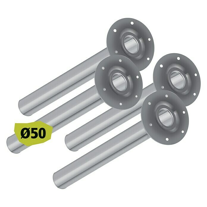 Element System Möbelfuß-Set (Ø x L: 50 x 710 mm, Weiß/Aluminium, Traglast: 50 kg, 4 Stk.)