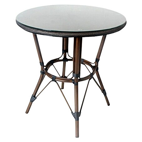 Mesa de jardín Sibuco (L x An x Al: 70 x 70 x 74 cm, Aluminio, Marrón oscuro)
