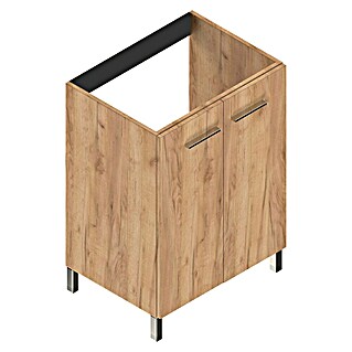 Conjunto de mueble de baño Smart (Ancho: 60 cm, Roble, 3 pzs.)