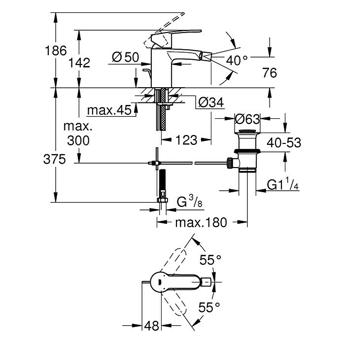 Grohe Eurostyle Cosmopolitan BidetarmaturChrom, Glänzend Unknown