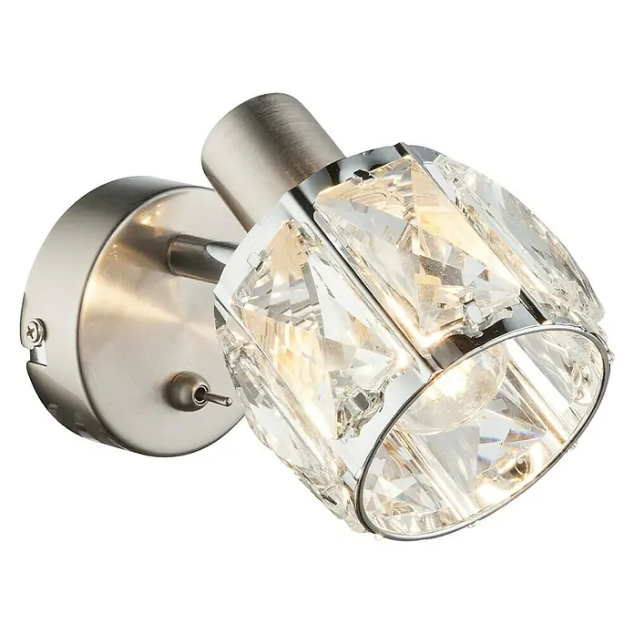 Tween Light Deckenstrahler Diamant40 W, L x B x H: 16 x 9,2 x 12,5 cm, Nickel matt, E14, 1 Stk. - Moderne Wandleuchte mit kristallverziertem Schirm und gebürstetem Nickel-Finish für stilvolle Beleuchtung im Raum.