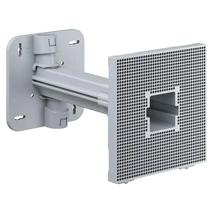 Kaiser Halter Teleskop-Gerätedose 1159-61 - B x L: 120 x 120 mm - Graue Halterung mit einem gelochten quadratischen Endstück. Zur Wandmontage, ideal für verschiedene Geräte.