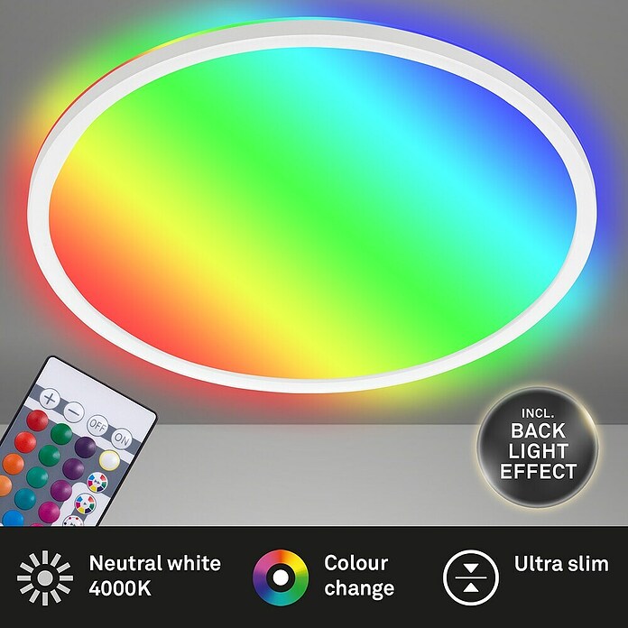 Briloner LED-Panel rund mit Backlight (Ø x H: 42 x 3 cm, 22 W, Neutralweiß) | BAUHAUS
