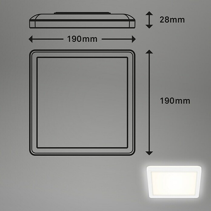 LED-Panel (12 W, L x B x H: 19 x 19 x 2,8 cm, Neutralweiß) | BAUHAUS