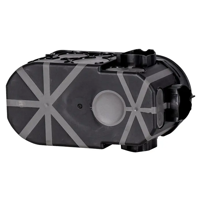 F-tronic Schalterdose UP E550 - Schwarz - Schwarzer Luftfilterkasten mit dekorativen Streifen, ein robustes Ersatzteil für Motorräder.