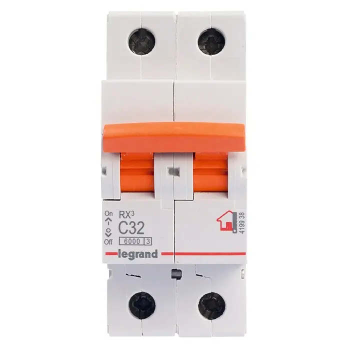 Legrand Magnetotérmico automático RX3 Bipolar - C, 32 A, 6 kA, 2 ud. - Interruptor automático Legrand RX3 C32, un dispositivo de protección eléctrica para aplicaciones residenciales y comerciales.