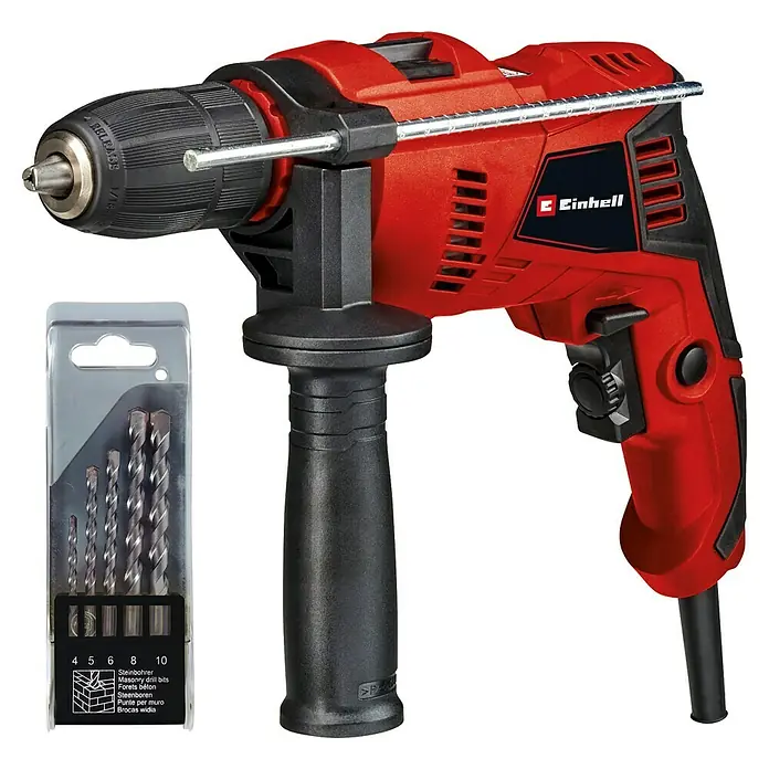 Einhell Classic Schlagbohrmaschine TE-ID 500 E - 550 W, Schnellspannbohrfutter - Einhell Schlagbohrmaschine mit einem Satz Steinbohrer. Ideal für Heimwerkerarbeiten in Mauerwerk und Beton.