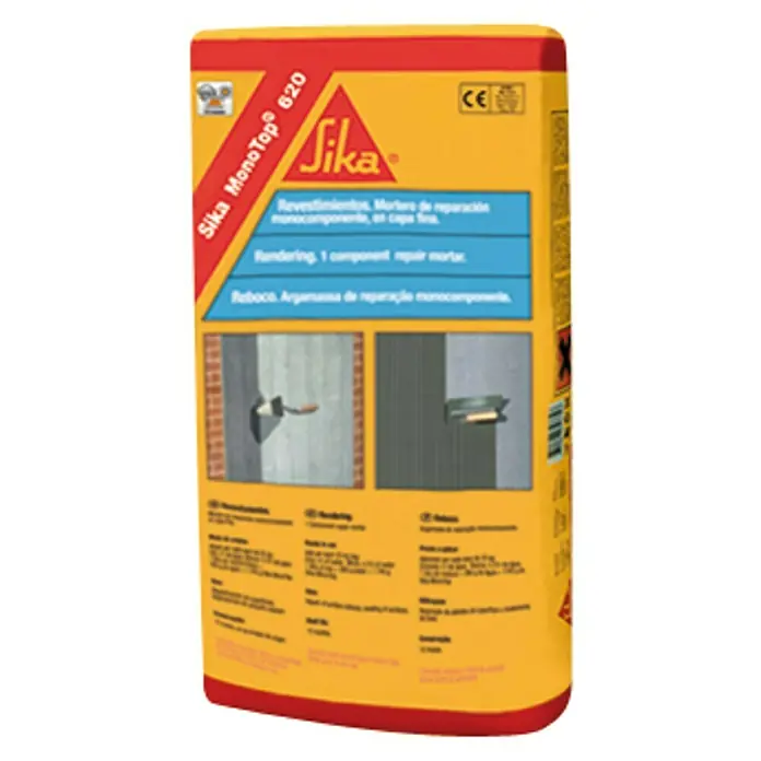 Sika Mortero de reparación MonoTop-620 - 25 kg - Sika MonoTop 620: Mortero de reparación monocomponente para reparaciones y renovaciones. Ideal para superficies y trabajos de revoco.