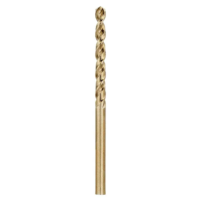 DeWalt Broca para metal DT4900-QZ - Diámetro de la broca: 2 mm - Primer plano de una broca metálica en espiral de color dorado, utilizada para taladrar con precisión.