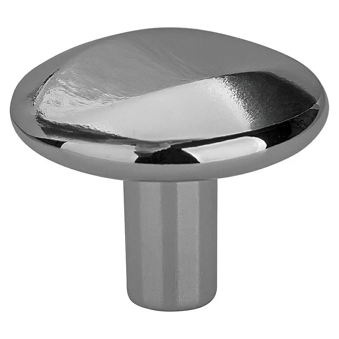 Walteco Möbelknopf Zamora - Durchmesser: 28 mm, Sonstige, Verchromt - Glänzender silberner ovaler Möbelknopf mit zylindrischem Fuß.
