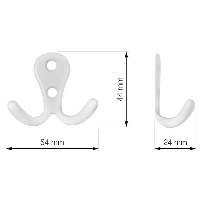 Walteco Garderobenhaken Romero II A - L x B x H: 44 x 54 x 24 mm, Anzahl Haken: 2 Stk., Weiß - Weißer Garderobenhaken aus Kunststoff mit drei Haken. Maße: 44mm H, 54mm B, 24mm T.