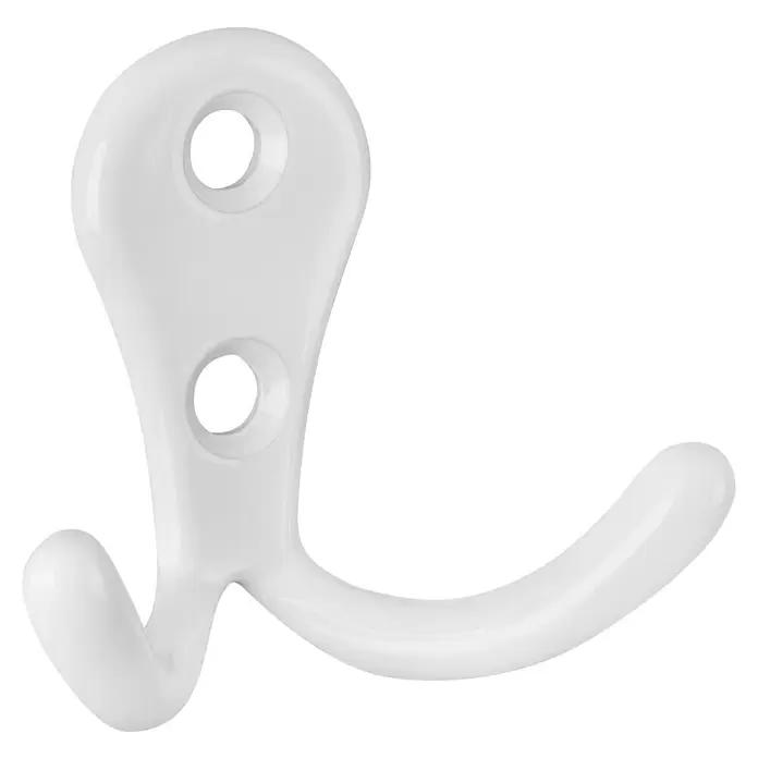 Walteco Garderobenhaken Romero II A - L x B x H: 44 x 54 x 24 mm, Anzahl Haken: 2 Stk., Weiß - Weißer Kunststoff-Wandhaken mit zwei Haken und zwei Befestigungslöchern.