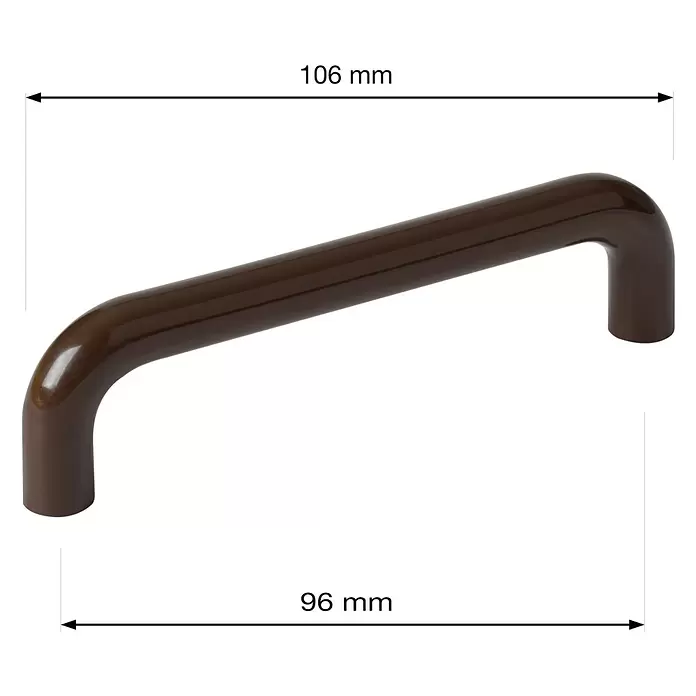 Walteco Möbelgriff Iza - Lochabstand: 96 mm, Kunststoff, Braun - Brauner Bügelgriff.