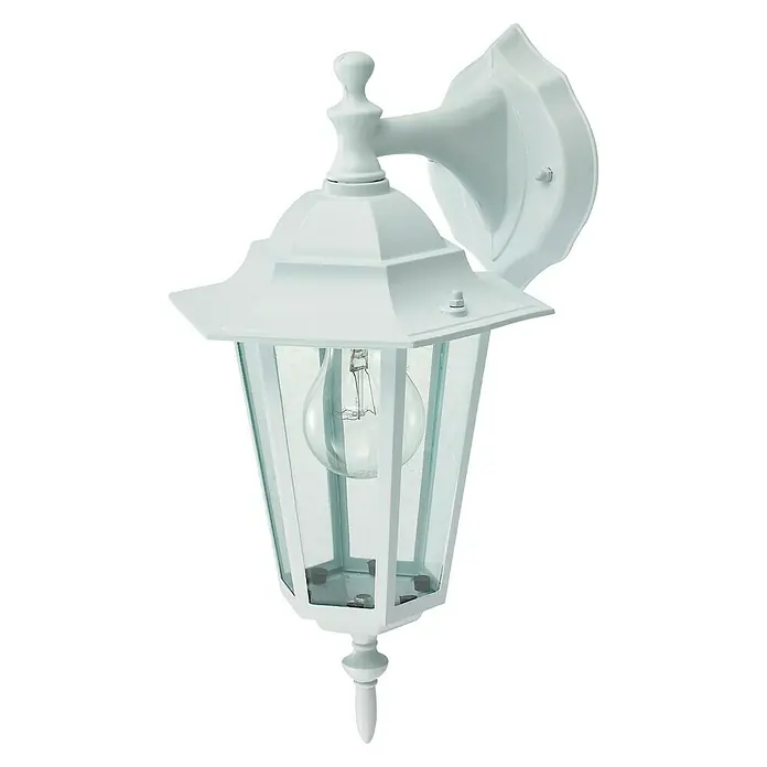 Aplique exterior Orlando - 60 W, 22,6 x 20,2 x 35,2 cm, Blanco, IP44, Descendente - Aplique de pared blanco con un diseño clásico y bombilla clara, ideal para exteriores.