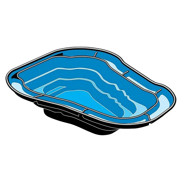 Ubbink Teichschale Ocean I - Fassungsvermögen: 1.500 l - Abbildung eines blauen Whirlpools mit geschwungenen Linien und dunklem Äußeren, ideal zum Entspannen.