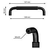 Walteco Meubelgreep Grave (Gatafstand: 128 mm, Aluminium, Mat zwart) | BAUHAUS