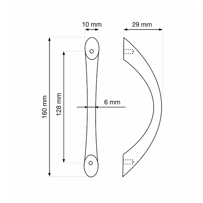 Walteco Meubelgreep Gitka (Gatafstand: 128 mm, Overige, Vernikkeld, mat) | BAUHAUS