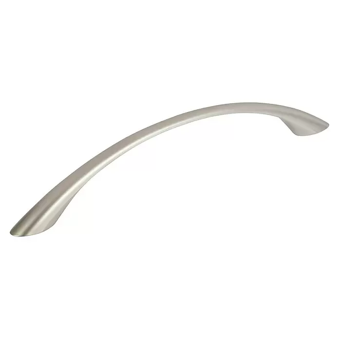Walteco Möbelgriff Gitka - Lochabstand: 128 mm, Sonstige, Vernickelt matt - Gebogener Griff für Schränke aus satiniertem Chrom.