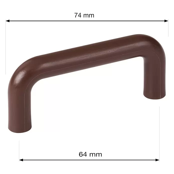 Walteco Möbelgriff Iza - Lochabstand: 64 mm, Kunststoff, Braun - Brauner U-förmiger Kunststoffgriff mit glatten, abgerundeten Ecken.