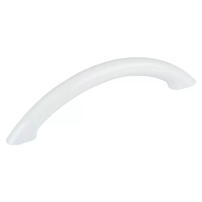 Walteco Möbelgriff Beta - Lochabstand: 96 mm, Kunststoff, Weiß - Weißer glänzender gebogener Griff.