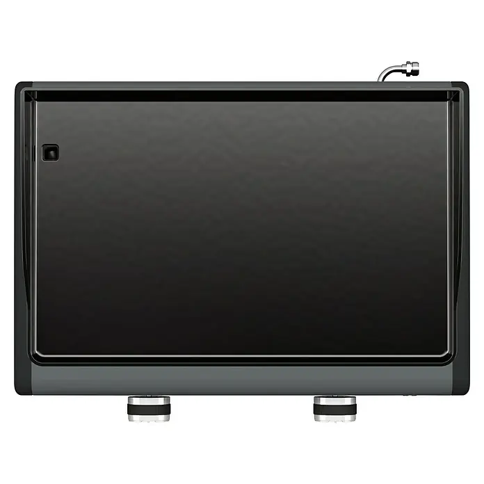 Campingaz Barbacoa de gas Othello - Superficie de la parrilla (An x Pr): 58 x 36 cm, 6 kW, Número de quemadores: 2 - Elegante dispositivo rectangular negro con acabado brillante y detalles metálicos. Perfecto para hogares u oficinas modernos.