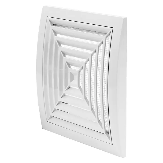 Odem Rejilla de ventilación con filtro - 15 x 15 cm, Plástico (ABS) - Un difusor de techo cuadrado blanco para una distribución óptima del aire en espacios interiores. Ideal para oficinas y salas de estar.