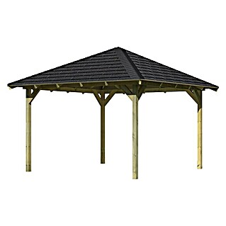 Karibu Pavillon Granada Set (377 x 377 cm, Schwarz, Natur)