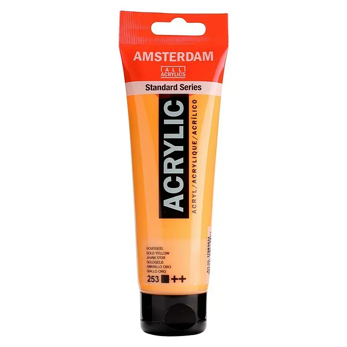 Talens Amsterdam Pintura acrílica Standard - Amarillo dorado, 120 ml, Tubo - Un tubo de pintura acrílica Amsterdam Standard Series en Amarillo Oro, ideal para artistas y aficionados.