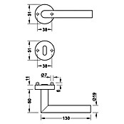 Startec Zimmertürgarnitur (Türstärke: 35 - 42 mm, Buntbart BB, Edelstahl, Form Drücker: Gerade)