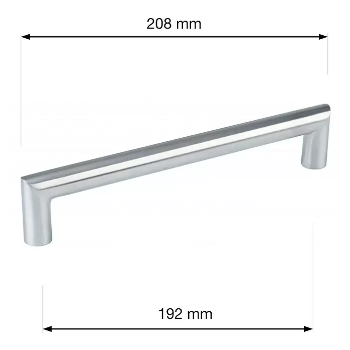 Walteco Möbelgriff Vazia - Lochabstand: 192 mm, Stahl rostfrei, Edelstahl-Optik - Silberfarbener Metallschrankgriff, 192 mm Bohrabstand.