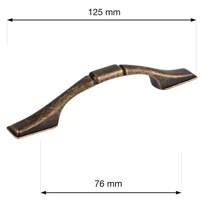 Walteco Möbelgriff Haiti - Lochabstand: 76 mm, Sonstige, Brüniert - Antiker Messing-Metallschrankgriff, 76 mm Bohrlochabstand, 125 mm Gesamtlänge.