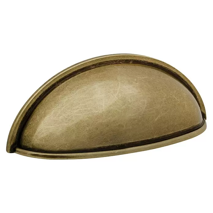 Walteco Möbelgriff Monza - Lochabstand: 76 mm, Sonstige, Gold - Muschelgriff aus antikem Messing mit Used-Look für Schubladen.