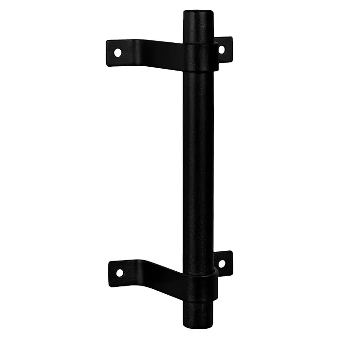 Walteco Griff Schiebetür - L x B x H: 200 x 86 x 62 mm, Typ Möbelgriff: Stange, Sonstige - Schwarze texturierte Metall-Montagehalterung mit vertikalem Pfosten und zwei Befestigungsarmen.