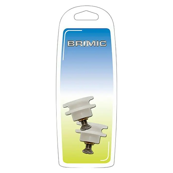 Micel Brimic Cojinete de bolas RD27 - Ø x Al: 24 x 16 mm, 2 ud., Blanco - Primer plano de un paquete de aisladores Brimić para cercas eléctricas, que garantizan un funcionamiento seguro y fiable.