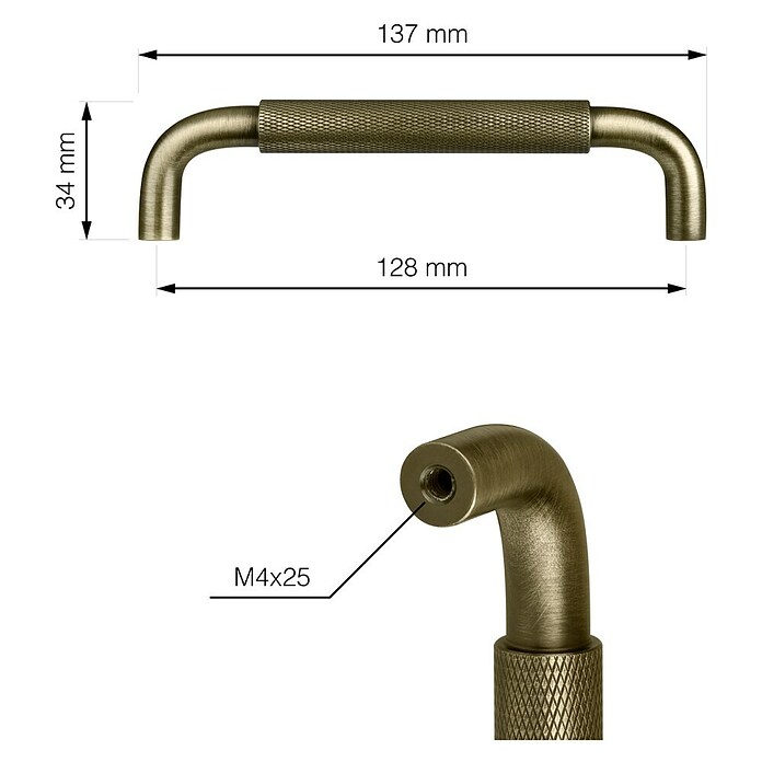 Walteco Meubelgreep Grave (Gatafstand: 128 mm, Aluminium, Brons) | BAUHAUS