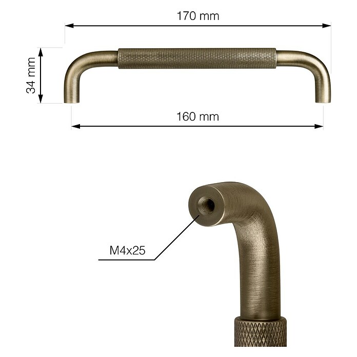 Walteco Meubelgreep Grave (Gatafstand: 160 mm, Aluminium, Brons) | BAUHAUS
