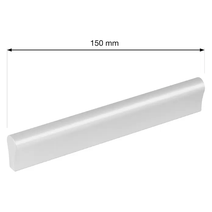 Walteco Möbelgriff Soria - Lochabstand: 128 mm, Aluminium, Verchromt matt - Silberner, 150 mm langer Möbelgriff mit abgerundeten Kanten.