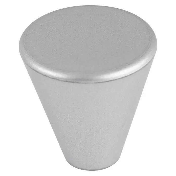 Walteco Möbelknopf - Durchmesser: 23 mm, Kunststoff, Silber - Silberner, konischer Möbelknauf für Schubladen oder Türen.