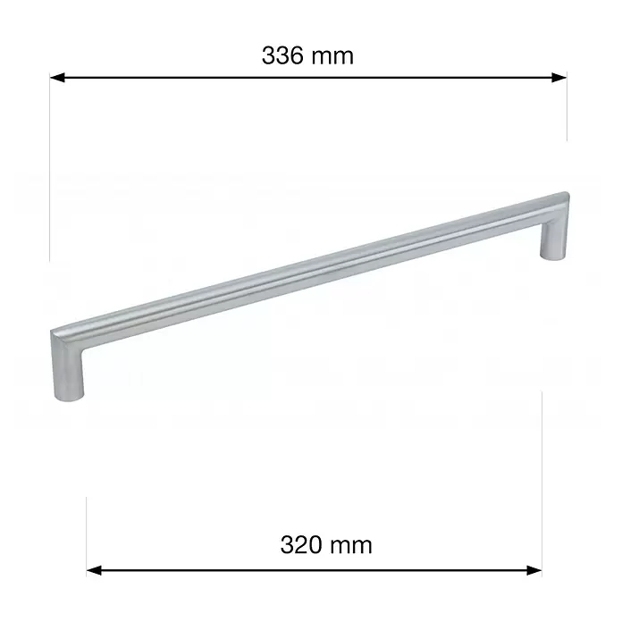 Walteco Möbelgriff Vazia - Lochabstand: 320 mm, Stahl rostfrei, Edelstahl-Optik - Gerader silberner Möbelgriff.