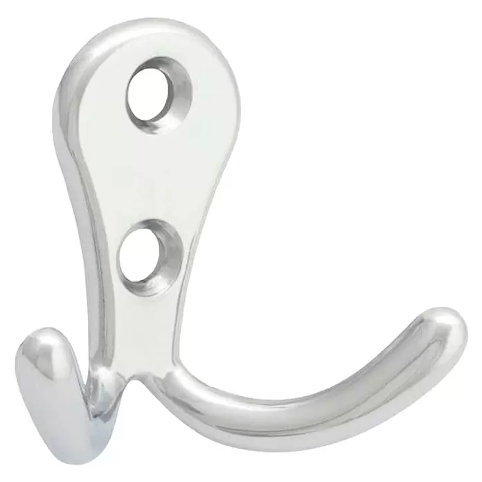 Walteco Garderobenhaken Romero II A - L x B x H: 44 x 54 x 24 mm, Anzahl Haken: 2 Stk., Verchromt - Glänzender silberner Doppelwandhaken aus Metall mit zwei Befestigungslöchern.