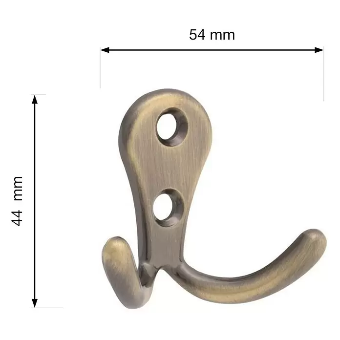 Walteco Garderobenhaken Romero II A - L x B x H: 44 x 54 x 24 mm, Anzahl Haken: 2 Stk., Bronze - Garderobenhaken aus Altmessing mit zwei Befestigungslöchern.