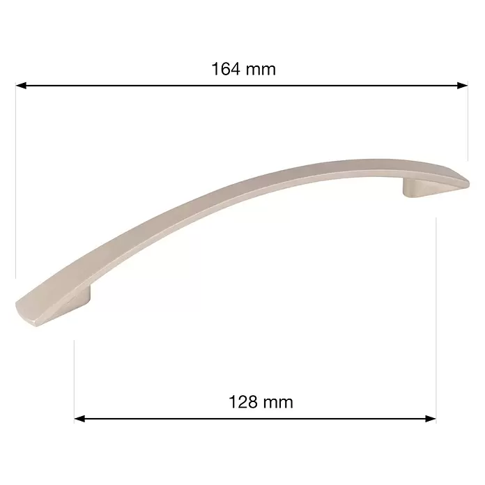 Walteco Möbelgriff Dakota - Lochabstand: 128 mm, Sonstige, Edelstahl-Optik - Gekrümmter Griff aus satiniertem Nickel für Schränke, 128mm Lochabstand.
