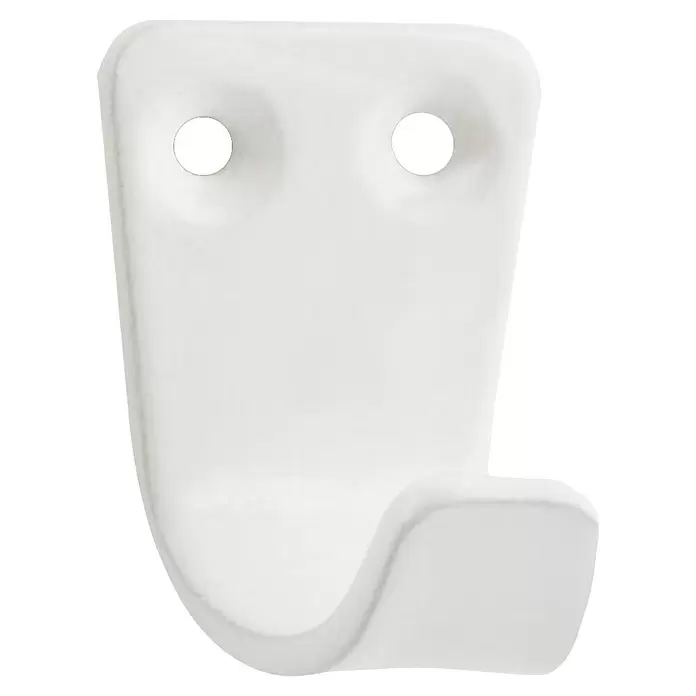 Walteco Garderobenhaken Klein - L x B x H: 30 x 22 x 23 mm, Anzahl Haken: 1 Stk., Weiß - Weißer Kunststoff-Wandhaken mit zwei Befestigungslöchern oben.