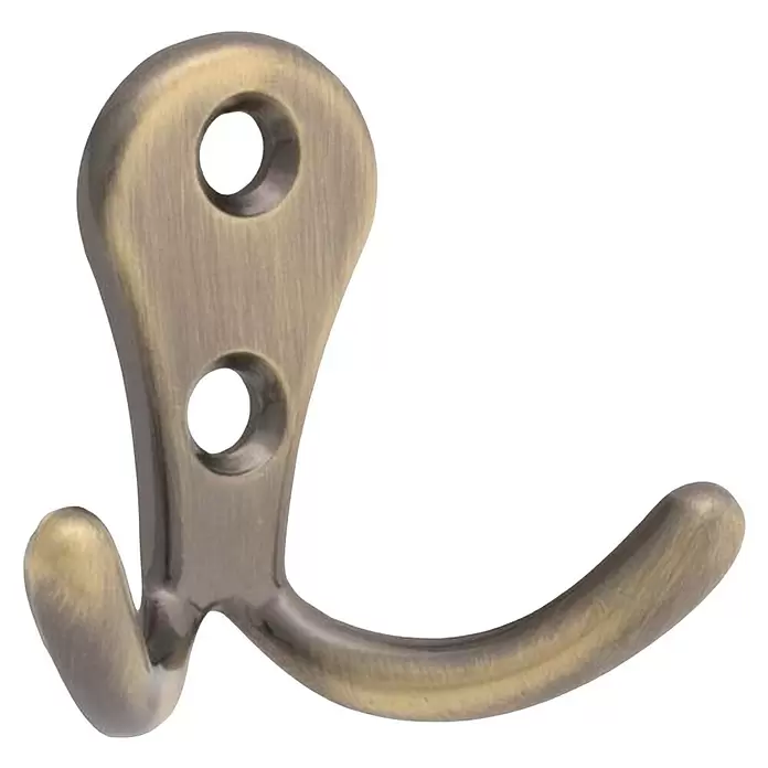 Walteco Garderobenhaken Romero II A - L x B x H: 44 x 54 x 24 mm, Anzahl Haken: 2 Stk., Bronze - Antik-Messing-Metallhaken mit zwei Befestigungslöchern zum Aufhängen.