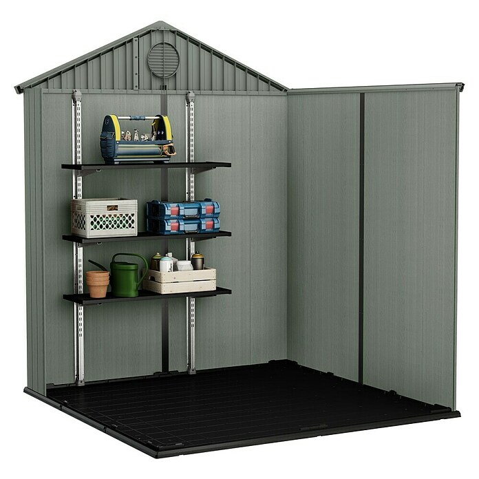 Keter Tuinhuis Darwin 66 (Buitenmaat incl. dakoverstek (b x d): 190 x 183 cm, Kunststof, Groen, 3,477 m²) | BAUHAUS