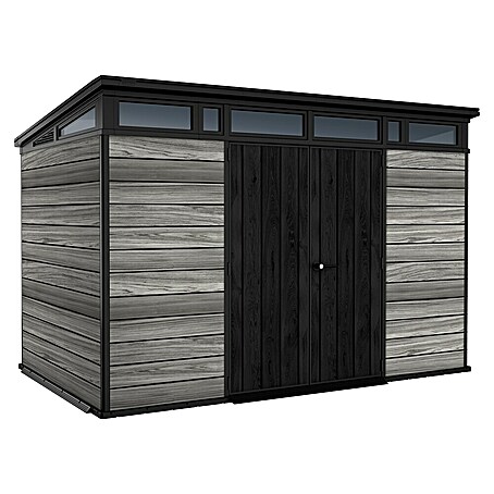 Keter Gerätehaus Signature Storm Grey 11x7 (Außenmaß inkl. Dachüberstand (B x T): 342 x 218 cm, Kunststoff, Stormgrey)