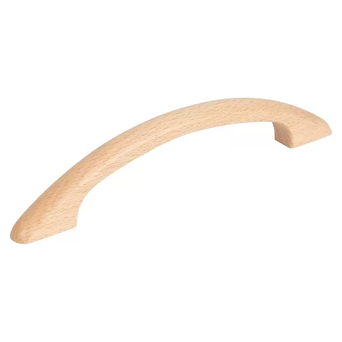 Walteco Möbelgriff Inka - Lochabstand: 128 mm, Holz, Holz-Optik - Gekrümmter Griff aus hellem Buchenholz für Schränke oder Schubladen.
