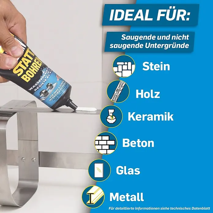 Pattex Kleben statt Bohren Montagekleber Wasserresistent - 142 g - Statt Bohren Klebstoff: Ideal für saugende/nicht saugende Untergründe wie Stein, Holz, Keramik, Beton, Glas und Metall.