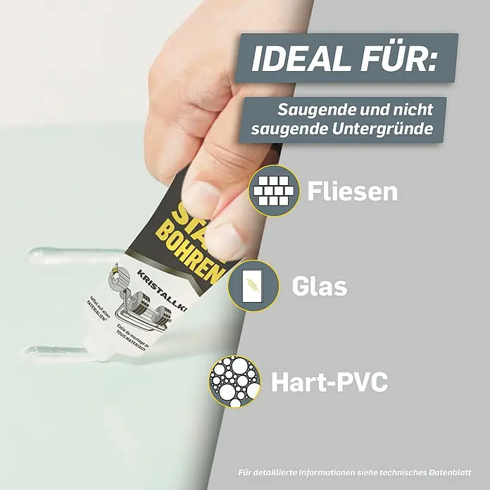 Pattex Kleben statt Bohren Montagekleber Kristallklar - 90 g, Tube, Lösemittelfrei - Klebstoff für Fliesen, Glas und Hart-PVC. Ideal für saugende und nicht saugende Untergründe. Stark und dauerhaft.